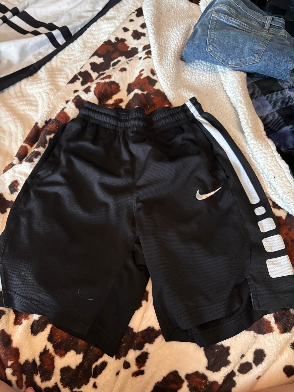 Nike Boys' Black Athletic Shorts with White Swoosh Nike elite